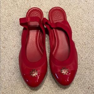 NWOT red Tory Burch sling back flat